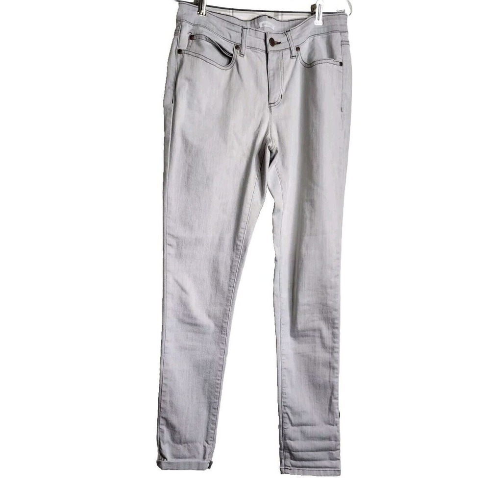 Eileen Fisher Off-White Denim Jeans Brown Stitching Size 8 EXCELLENT CONDITION